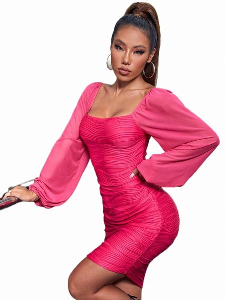 

casual dresses square neck lantern sleeve textured bodycon dress c5qo#, Black;gray