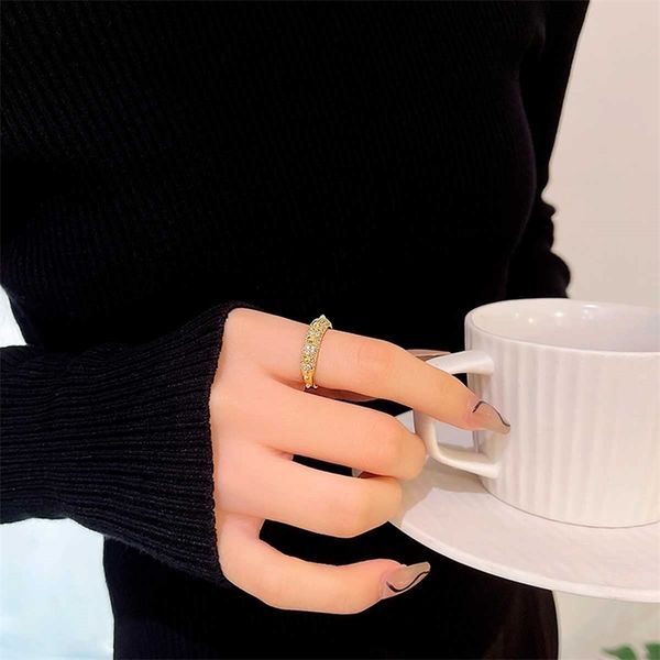 

band rings 14k gold multi microset zircon for ladies and girls open vintage style simple 220829, Silver