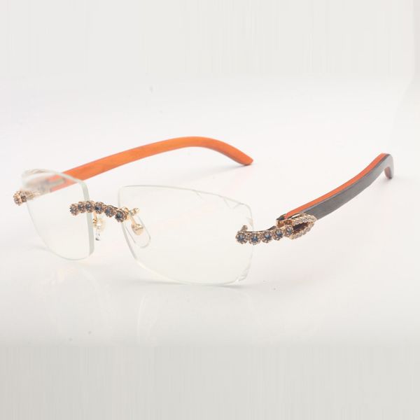 

bouquet blue diamonds glasses frame 3524015-c natural wood legs and 58mm clear cut lenses thickness 3.0mm, Silver