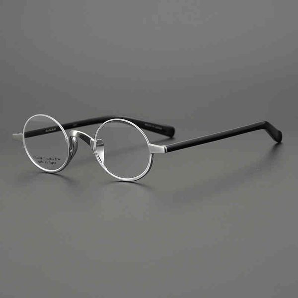 

sunglasses lennon titanium round glasses men women handmade ultra-light small frame retro eyeglasses myopia oculos semi-rim, White;black