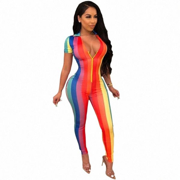 

women's jumpsuits & rompers women's jumpsuits & rompers haoohu striped jumpsuit short sleeve one piece rumper v neck zip elegant p, Black;white