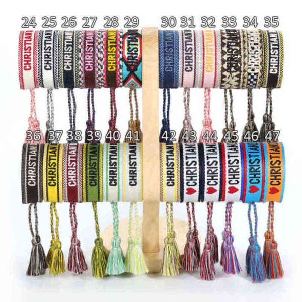 

fashion designers wovens friendship bracelet for luxury brand handmade braided bracelets with tassel print embroidery men bangle code 20-38, Golden;silver