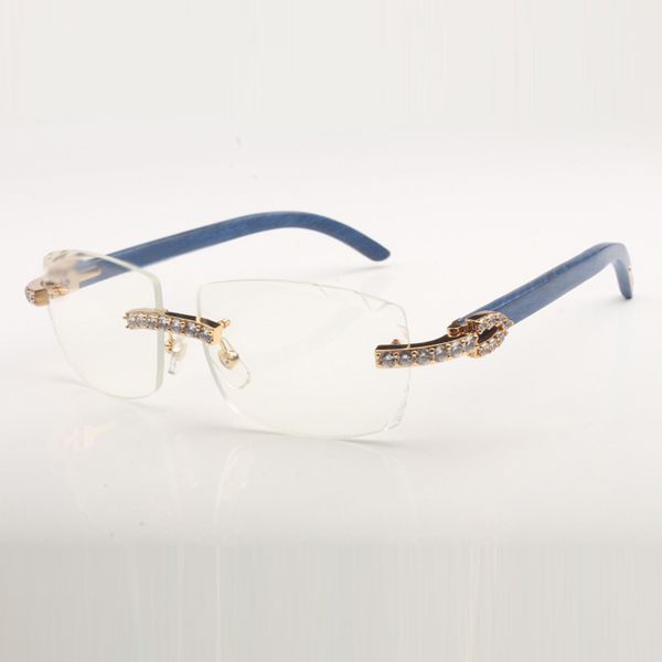 

xxl diamond glasses frame 3524015 natural wood legs and 58mm clear cut lenses thickness 3.0mm, Silver