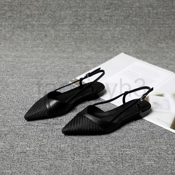 

sandals designer women's year's summer baotou word belt elegant fairy tip versatile women's flat bottomed half slippers, Black