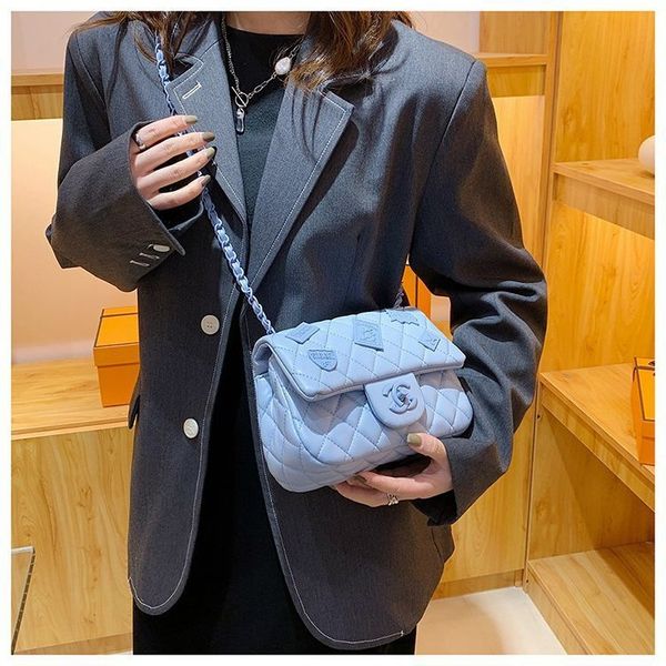 

designer bags women's 2022 spring new fashion embroidered thread small square youth pu single shoulder oblique span lingge