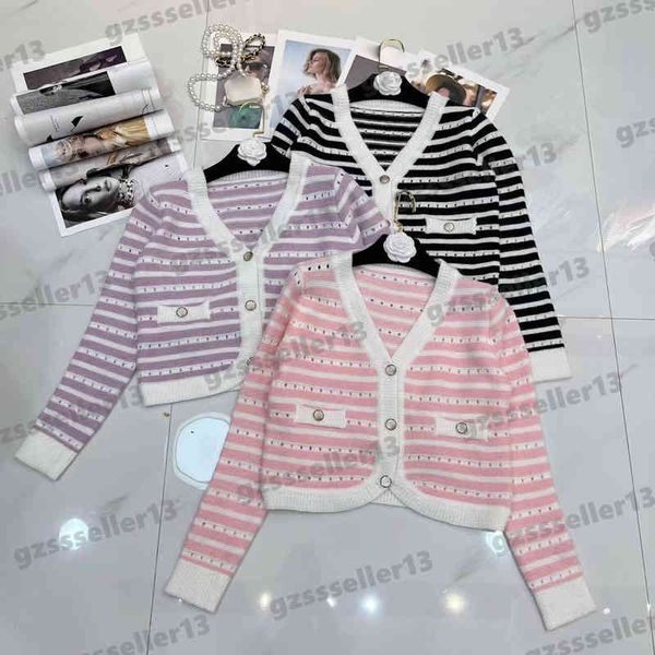

womens sweaters luxury designer cardigan ch fashion logo pattern sweater brand autumn striped patchwork v-neck ladies knit jacket, White;black