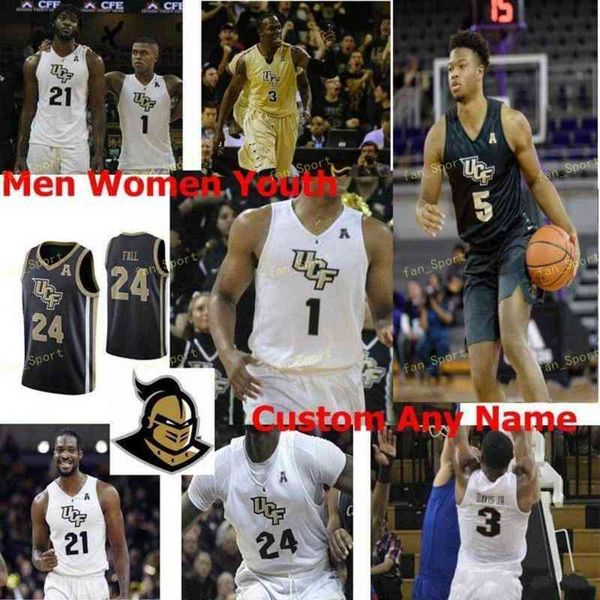 

basketball wears ncaa college college ucf knights basketball jersey 0 yuat alok 1 bj taylor 1 tony johnson jr. 10 dayon griffin custom stitc, Black