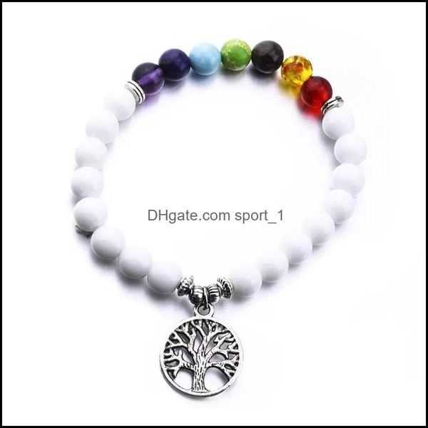 

beaded strands fashion colorf beaded white black crystal stone strand charm bracelet for women men natural healing 7 chakra b sport1 dhj69