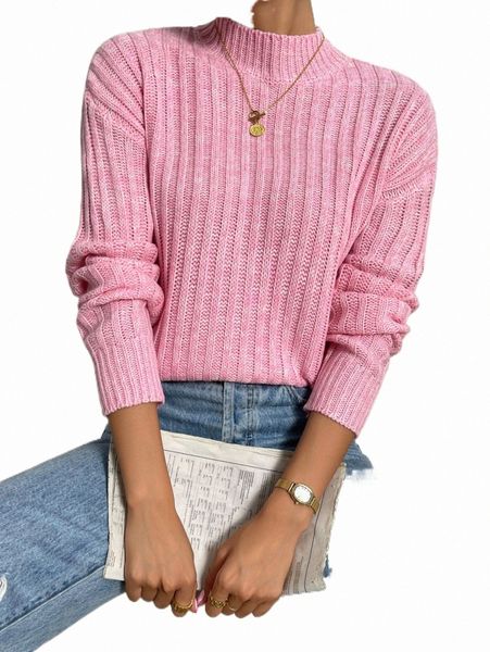 

women's sweaters mock neck drop shoulder sweater p1mw#, White;black