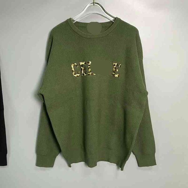 

women's knits tees autumn ce fashionable leopard print letter cloth sticker embroidery loose round neck knit men's and women', White