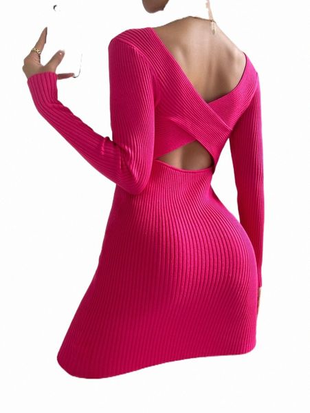 

women's sweaters crisscross back ribbed knit sweater dress c4m2#, White;black