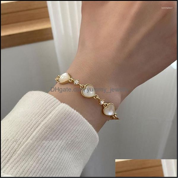 

link chain link chain fashion opal love heart charm bracelet for women wedding party 2022 korean trendy punk jewelry bijoux femmesl5 dhucy, Black