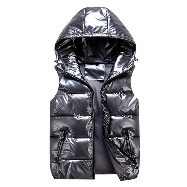 

women's vests women winter vests hooded short bright color vest cotton padded jacket sleeveless female winter waistcoat vest 220827, Black;white