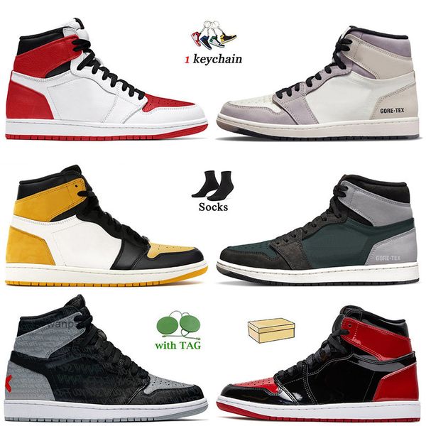 

shoe 1s high og basketball shoes womens mens jumpman 1 heritage yellow toe rebellionaire patent bred bordeaux university blue mid triple whi