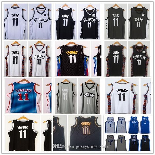 

jersey stitched men 2021 city black blue irving 11 kyrie jersey basketball 1 college ncaa shirts white grey color kids youth fast shipping