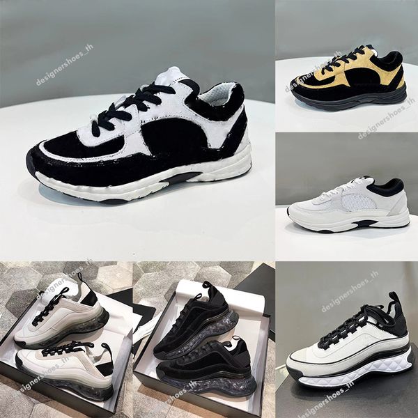 

designer calfskin casual shoes reflective sneakers vintage suede leather trainers fashion men women shoes patchwork leisure shoe platform pr, Black