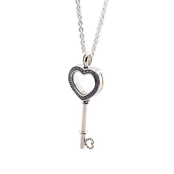 

valentine's day floating locket heart key necklace 925 sterling silver jewelry necklace & pendant for woman european jewelry 239q