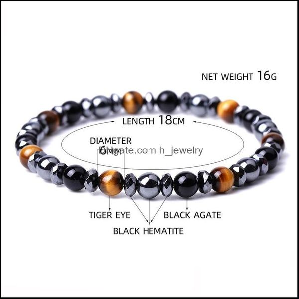 

charm bracelets 6 8 10mm tiger eye stone black beads bracelet women men yoga hand string jewelry friendship gift drop de dhseller2010 dhpvw, Golden;silver