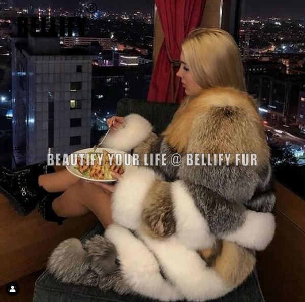 

womens fur faux luxury style real red patchwork coat with silver jackets for women warm natural coats 220829, Black