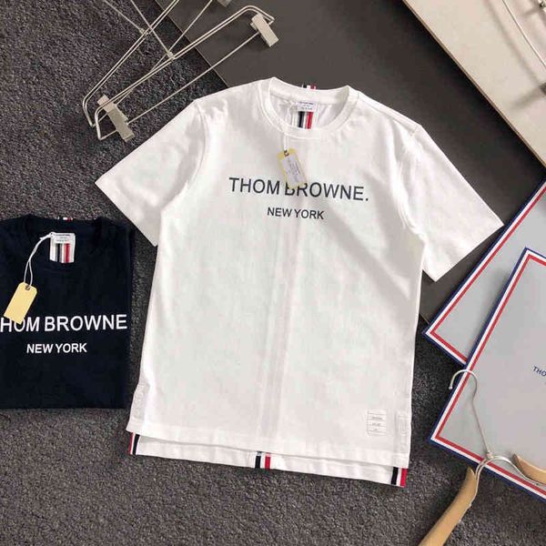 

designer t shirt thom brow's trendy brand tb tom brown ginza tokyo japan limited couples back color stripe short sleeve t-shirt loose c, White;black