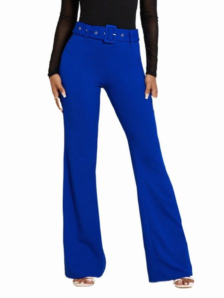 

women's pants & capris solid flare leg belted pants f5gq#, Black;white