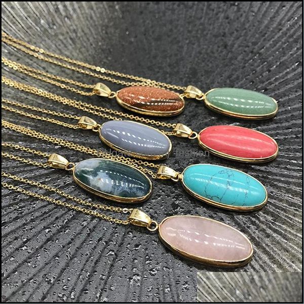 

pendant necklaces reiki healing jewelry oval natural stone necklace quartz lapis opal pink crystal pyramid pendant amethyst mjfashion dhskj, Silver