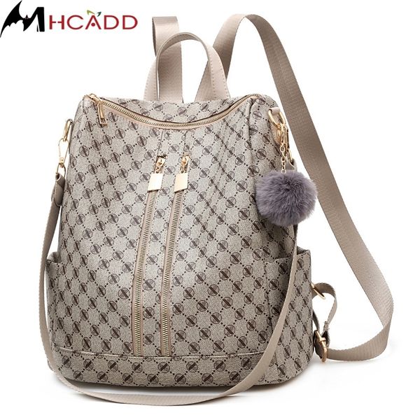 

school bags pu leather women backpack fashion anti-theft s print bag large capacity 220829