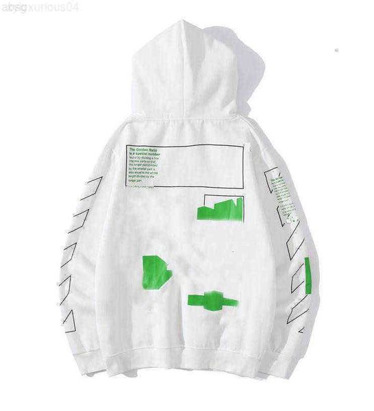 

off hoodie sweatshirt fashion sweatshirts tide brands offs s argan oil painting arrow printing men's women's pullover hooded sweat, Black