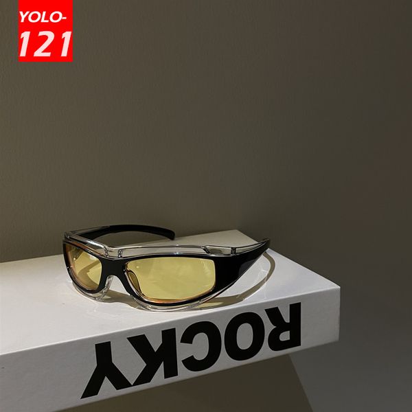 

cateye glasses punk style sunglasses women summer fashion eyewear y2k future technology sense men women trend goggles, White;black