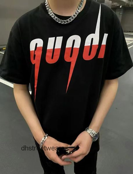 

women's t shirts version gglity blade lightning print men's and women's os style short sleeve versatile couple t-shirt, White