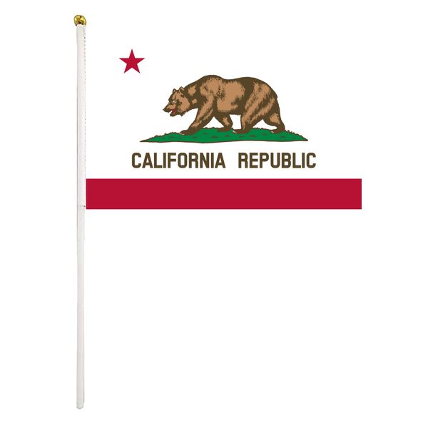 

state of california handheld flag 14x21cm mini hand waving flag banner with plastic flagpole for office festival events celebration