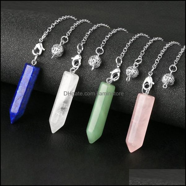 

pendant necklaces hexagon divination crystal dowsing point pendant pendums amethyst lapis lazi rose quartz pendants amet dhseller2010 dhe8k, Silver