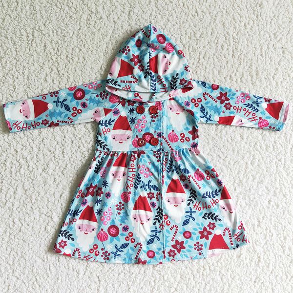 

rts wholesale baby girls dress hoodie coat christmas boutique toddler girls clothes fashion long sleeve fall winter hooded dresses, Red;yellow