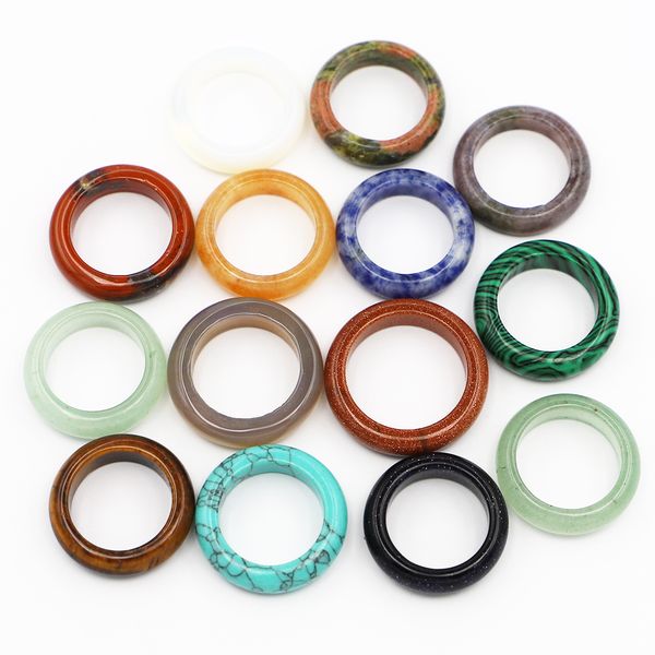 

6mm natural stone ring opal turquoises black agate tiger eye sodalite malachite jewelry gift finger rings for women men, Silver