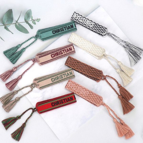 

fashion brand classic bangles bracelets luxury women men handmade signature embroidered woven tassel adjustable bracelet jewelry friendship, Black