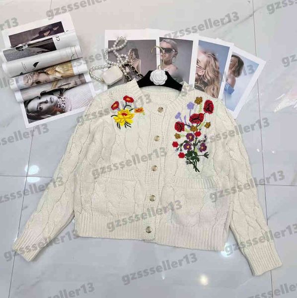 

womens sweaters luxury designer cardigan gu flower letter logo embroidery print sweater autumn 3d stripe embellished knitted cardigans jacke, White;black