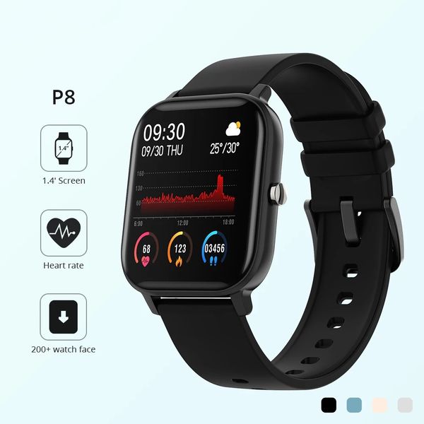 

p8 smart watch men women heart rate ip67 waterproof full touch hd display screen gts band for iphone huawei xiaomi phone