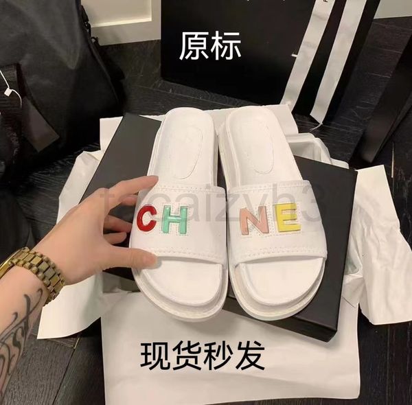 

slippers designer high version small fragrance letter slippers 2022 summer candy color thick bottom fashionable one word versatile, Black