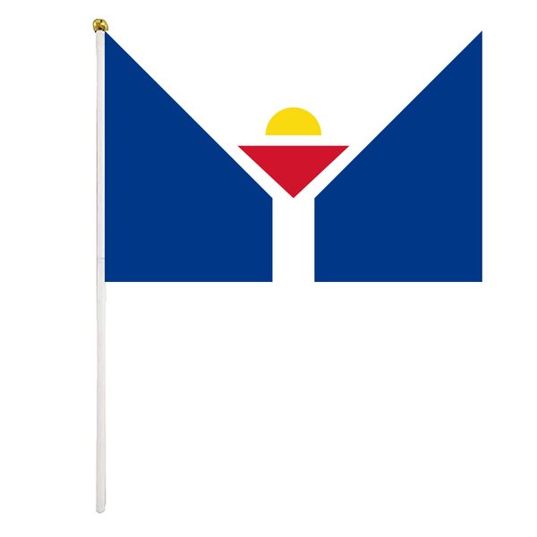 

saint martin handheld flag 14x21cm mini hand waving flag banner with plastic flagpole for office festival events celebration