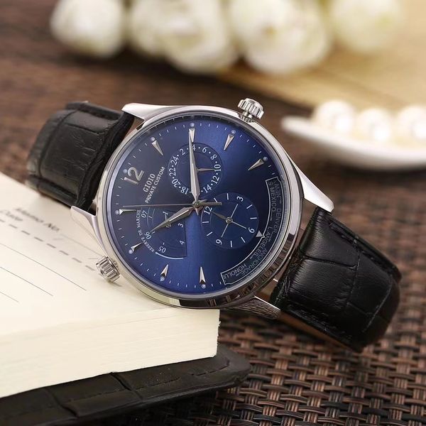 

42mm mens automatic watch mechanical sapphire dual time zone rose gold black brown leather078965842, Slivery;brown