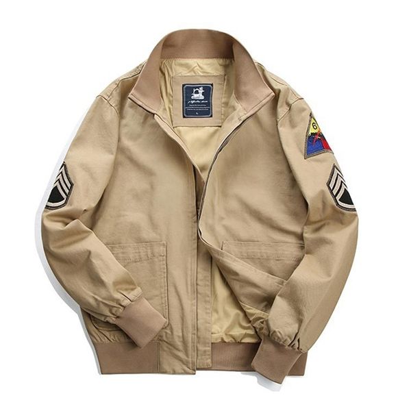 

mens jackets fury brad pitt ww2 us army military tanker khaki cotton field combat outwear uniforms spring autumn lightweight coats 220829, Black;brown