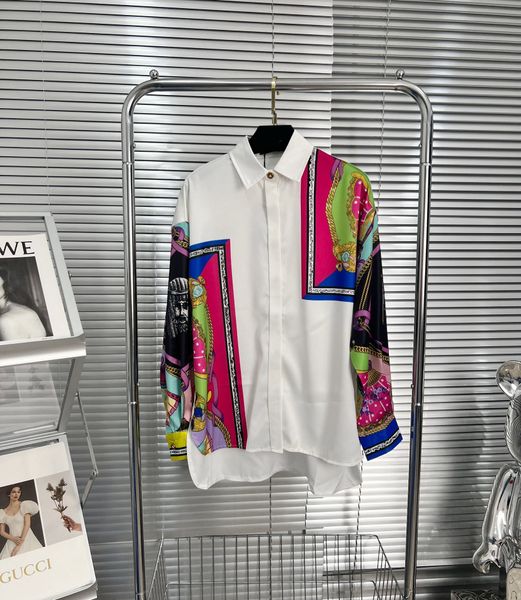 

designer 2022 women's blouses summer lace patchwork lapel long sleeve blouse shirt fashion transparent elegant, White