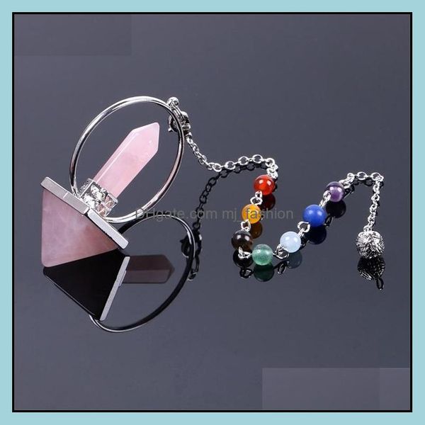 

pendant necklaces pyramid chakra pendums natural stones pendant amet reiki healing crystal meditation for men women drop de mjfashion dhenn, Silver