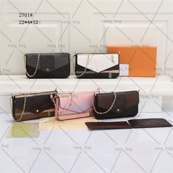 

designer 3pcs shoulder bags floral printing zipper chain cross body bag handbags