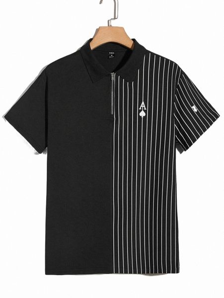 

men's polos men striped & letter graphic polo shirt s8vz#, White;black