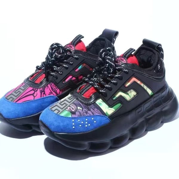 

italy reflective height chain reaction sneakers casual shoes triple black white multi-color suede red blue yellow fluo tan men women trainer