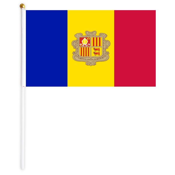 

andorra handheld flag 14x21 cm polyester mini hand waving flags with plastic flagpoles for festival events celebration