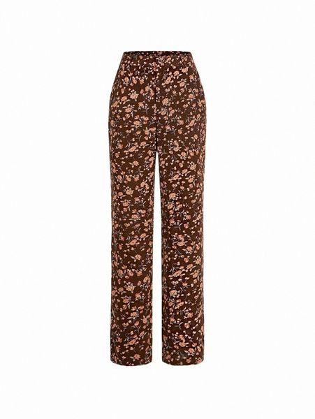 

women's pants & capris mod floral print high waist pants g5p3#, Black;white