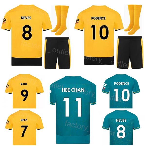 

22-23 men kids fc club soccer 1 jose sa jersey set 11 hwang hee-chan 8 ruben neves 17 goncalo guedes 32 leander dendoncker 9 raul jimenez fo, Black