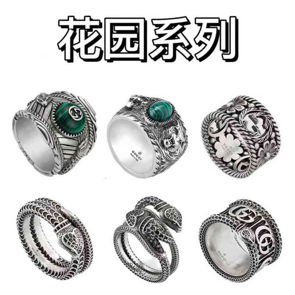 

antique home sterling band rings sier garden series punk vintage ring personality domineering male and female lovers hip hop ring, Silver